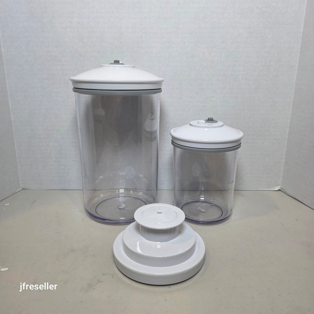 Snail Vacuum Seal Kitchen Storage Canisters Set of 2 Clear Airtight Lids 50/25oz
